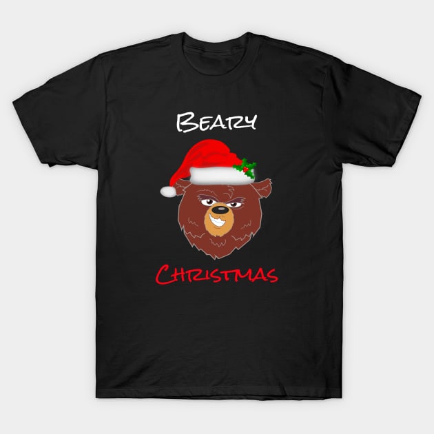 Beary Christmas Cute Christmas Bear Funny Holiday Saying T-Shirt by egcreations